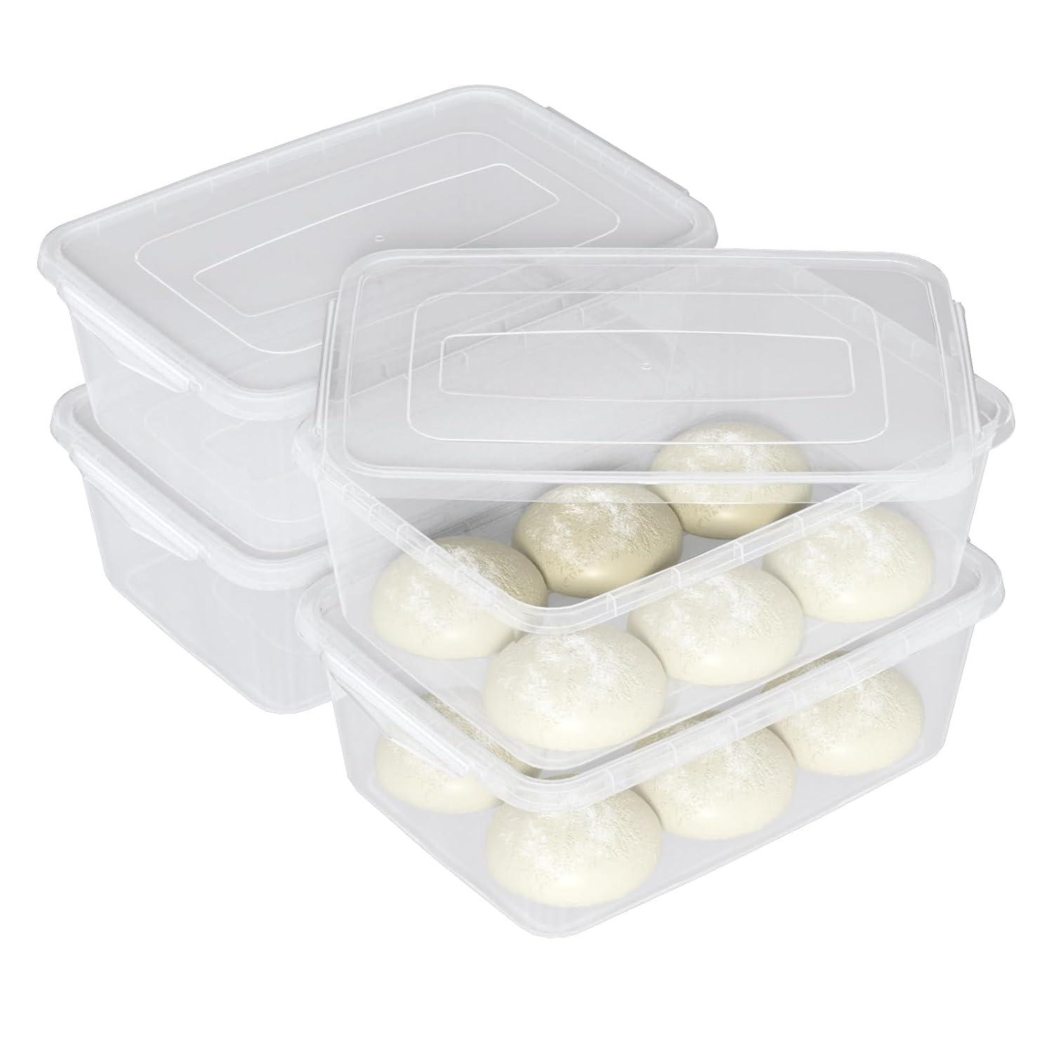 4-Pack 14 L Clear Dough Proofing Box, Food Pizza Storage Container