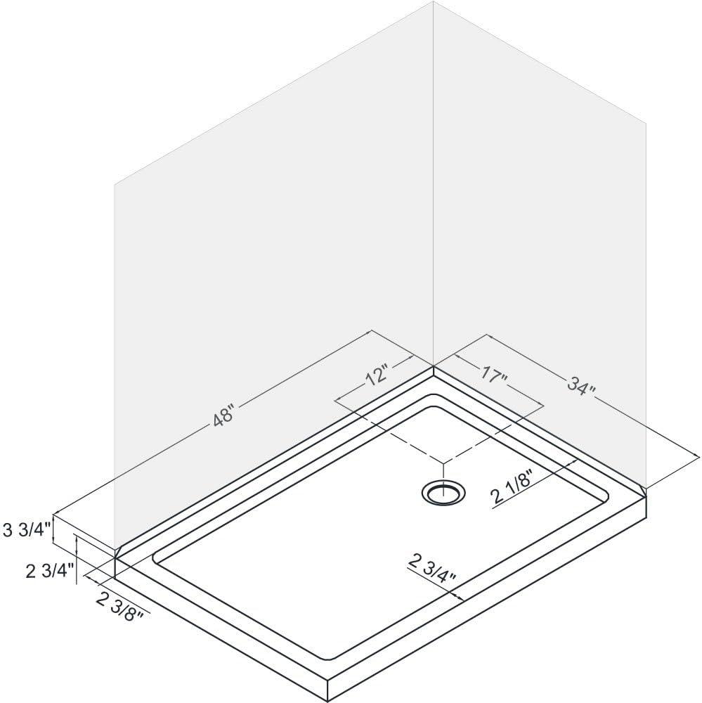 SlimLine 48" x 34" Double Threshold Shower Base