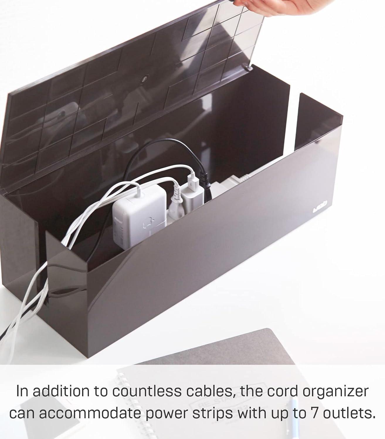 Yamazaki Home Cable Box - Outlet Cord Storage Organizer, Cover Protector, Anti-Slip Rubber Feet
