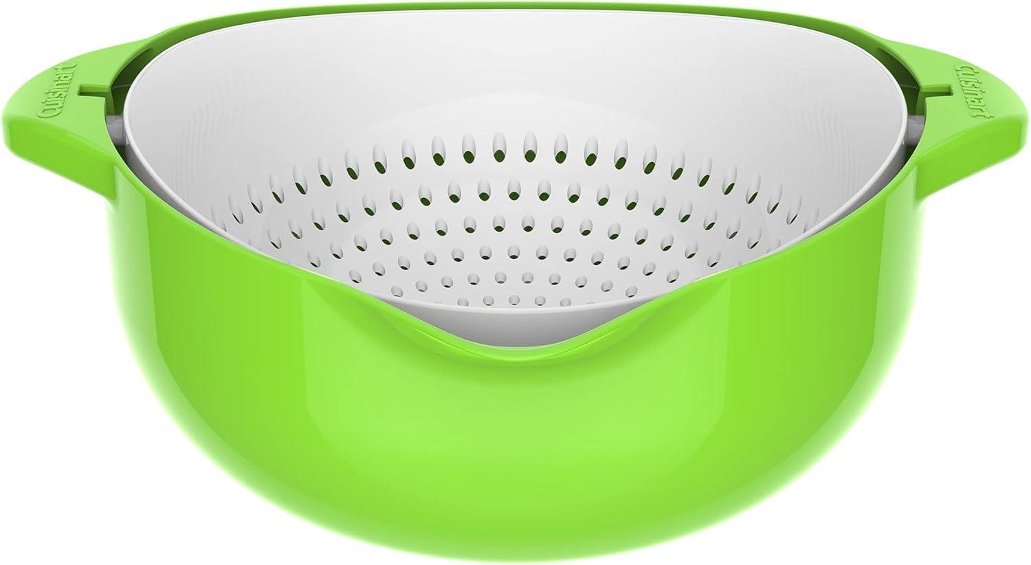 Green and White 5 Qt Swing Basket Colander