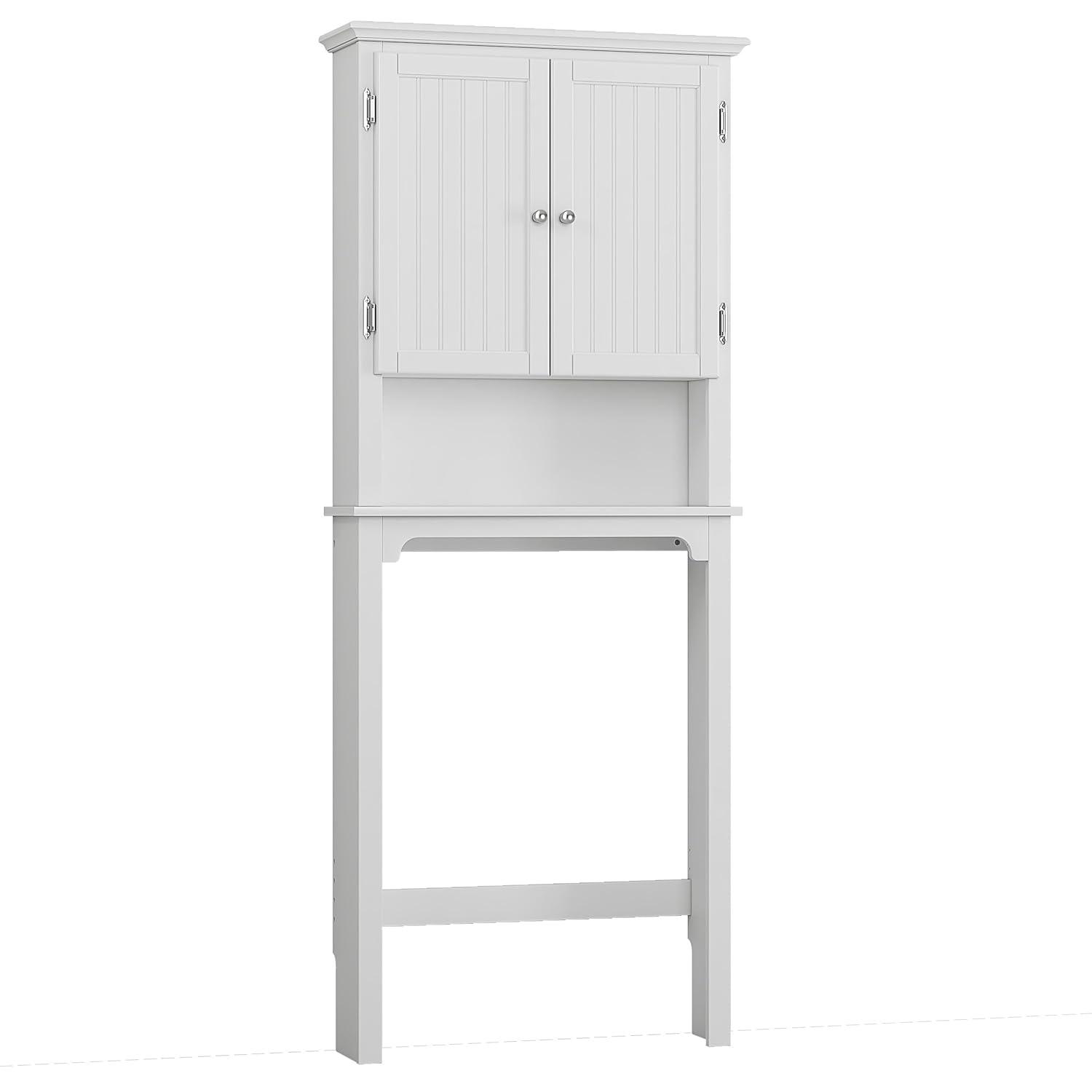 UTEX Bathroom Storage Over The Toilet, Bathroom Cabinet Organizer with Adjustable Shelves, Bathroom Space Saver for Bathroom, White