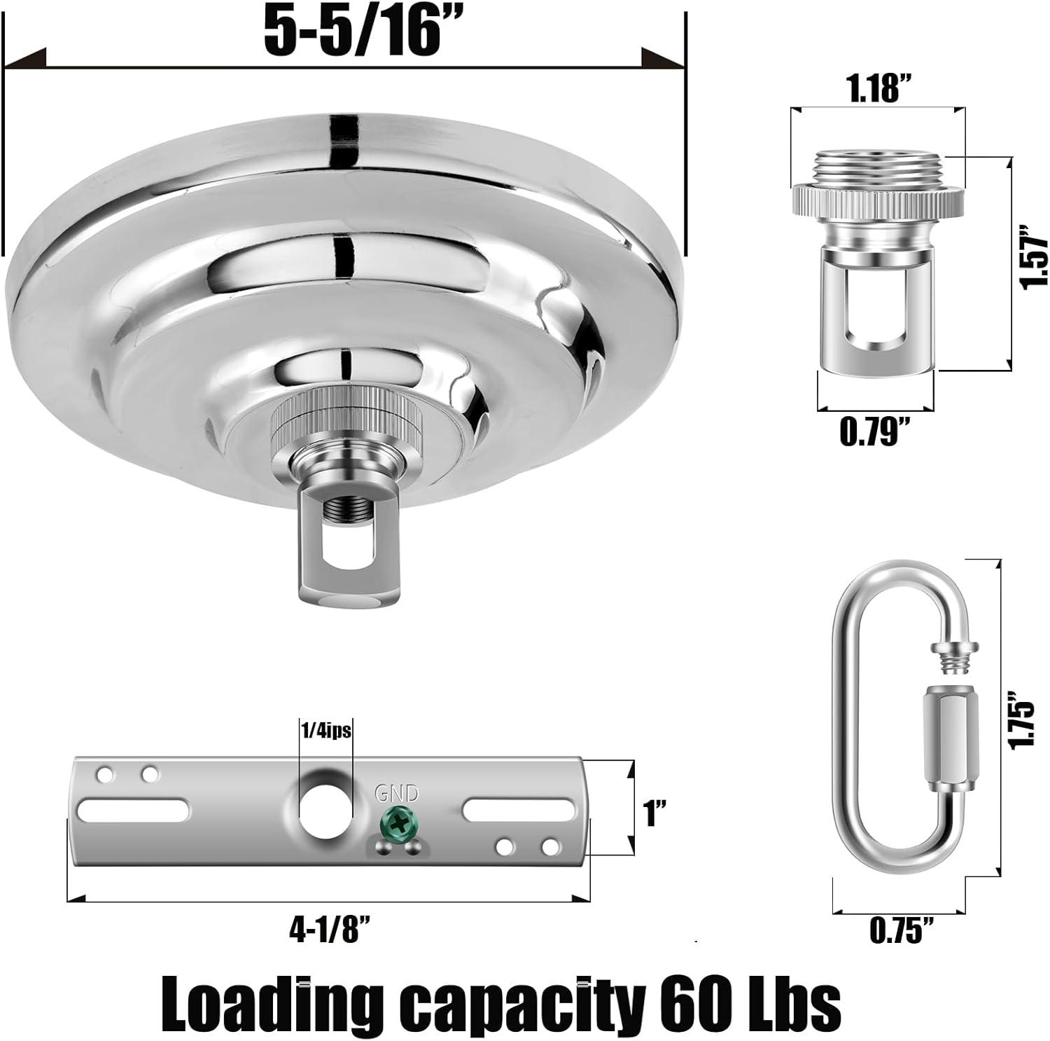 5-5/16 Inches Light Canopy Kit with Heavy Duty, Replacement Cover Plate with Mounting Hardware for Chandelier, Pendant Light, Swag Light, Ceiling Fan, Flower Basket or DIY Projects (Chrome)