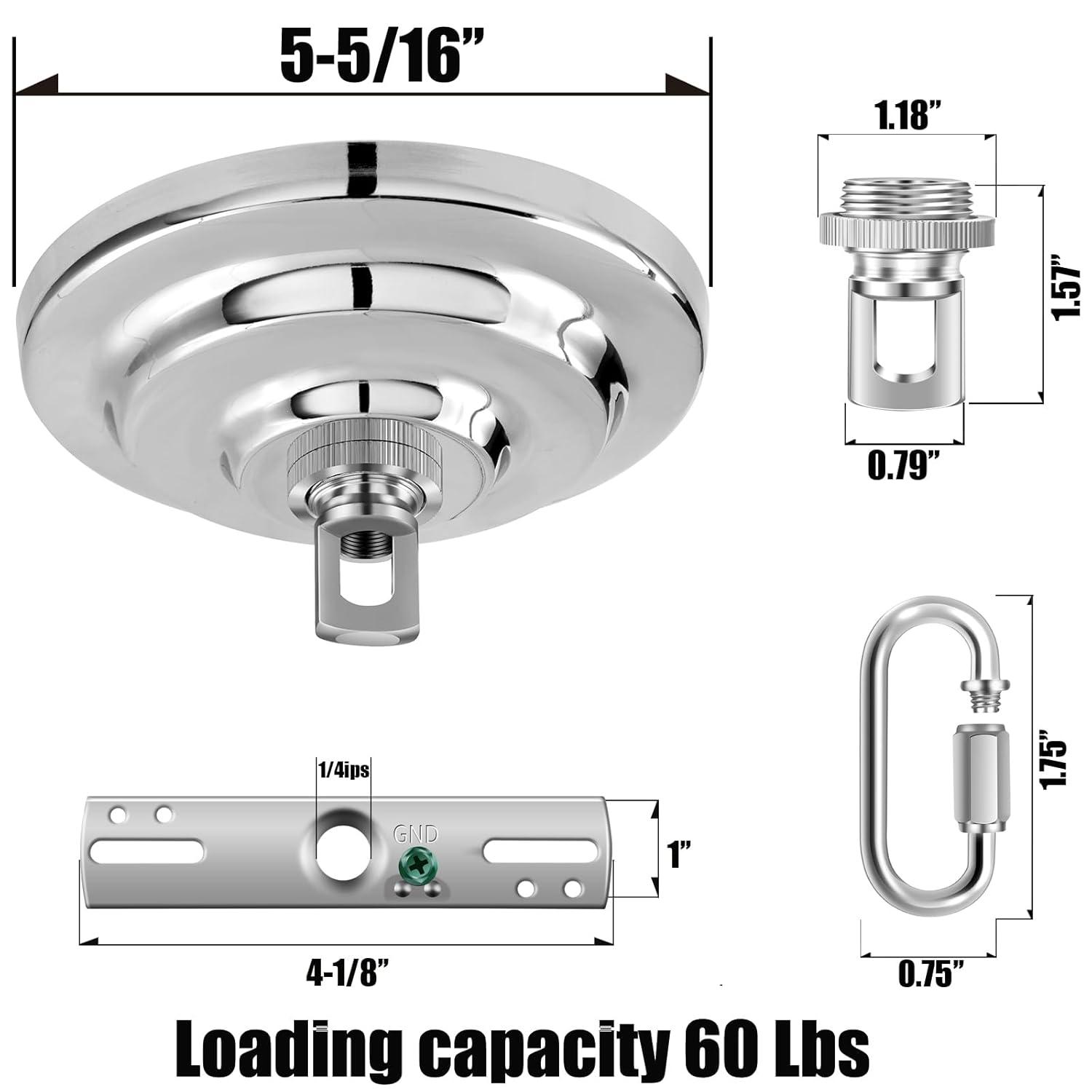 5-5/16 Inches Light Canopy Kit with Heavy Duty, Replacement Cover Plate with Mounting Hardware for Chandelier, Pendant Light, Swag Light, Ceiling Fan, Flower Basket or DIY Projects (Chrome)