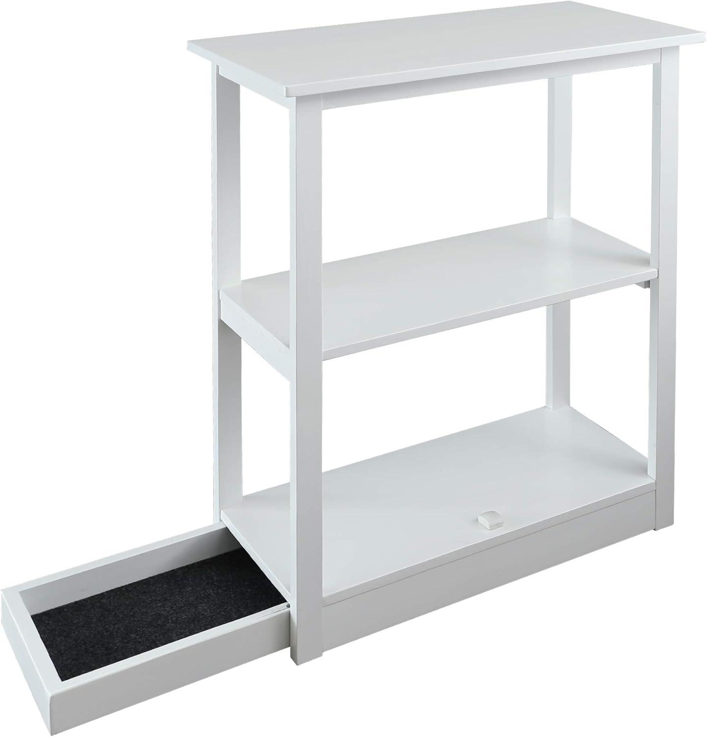 Casual Home  Adams 3-Shelf Bookcase with Concealed Sliding Track, Concealment Furniture - White