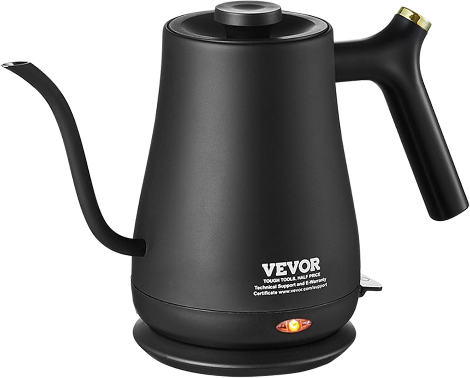 VEVOR Electric Gooseneck Kettle Coffee Tea Kettle 1L 1200W