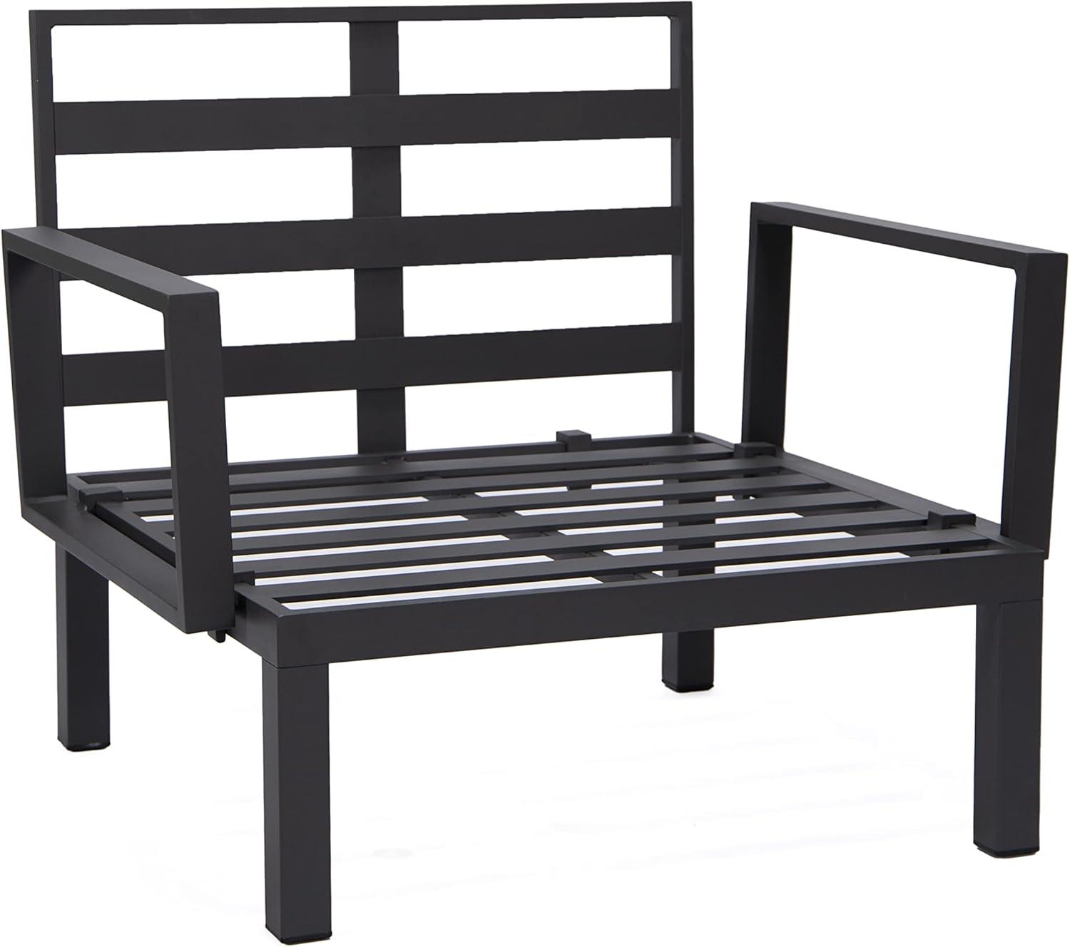 LeisureMod Hamilton 6-Piece Aluminum Patio Conversation Set With Cushions