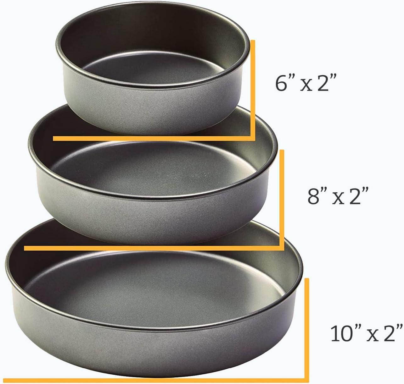 Non-Stick Carbon Steel Round Cake Pan Set, 3-Piece