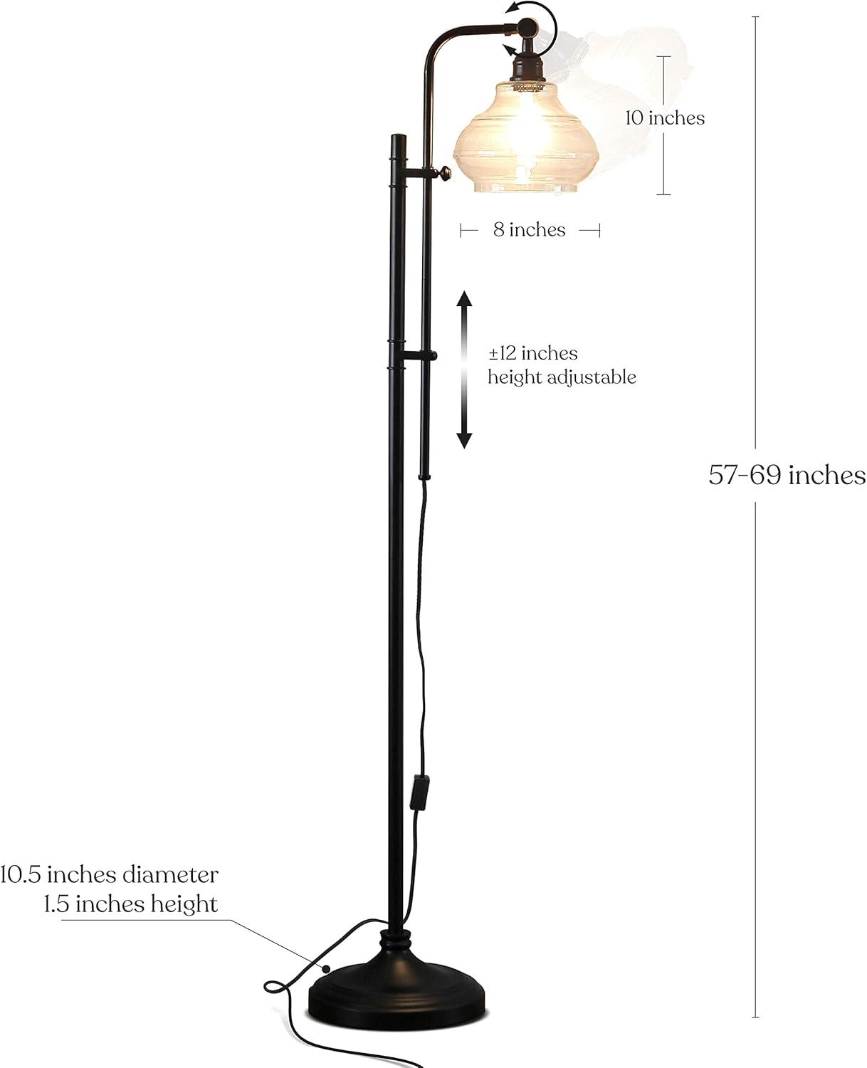 Brightech Austin Adjustable Height LED Floor Lamp with Teardrop Shade - Black