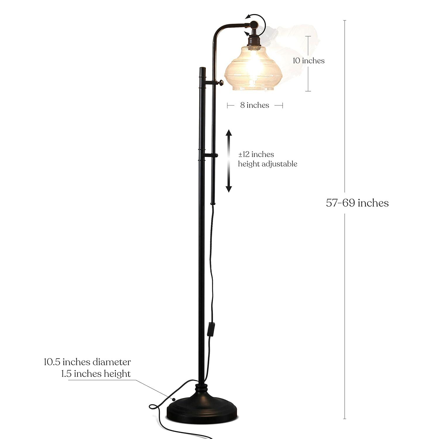 Brightech Austin 69 in. Modern Height Adjustable LED Industrial Floor Lamp, Bulb Included