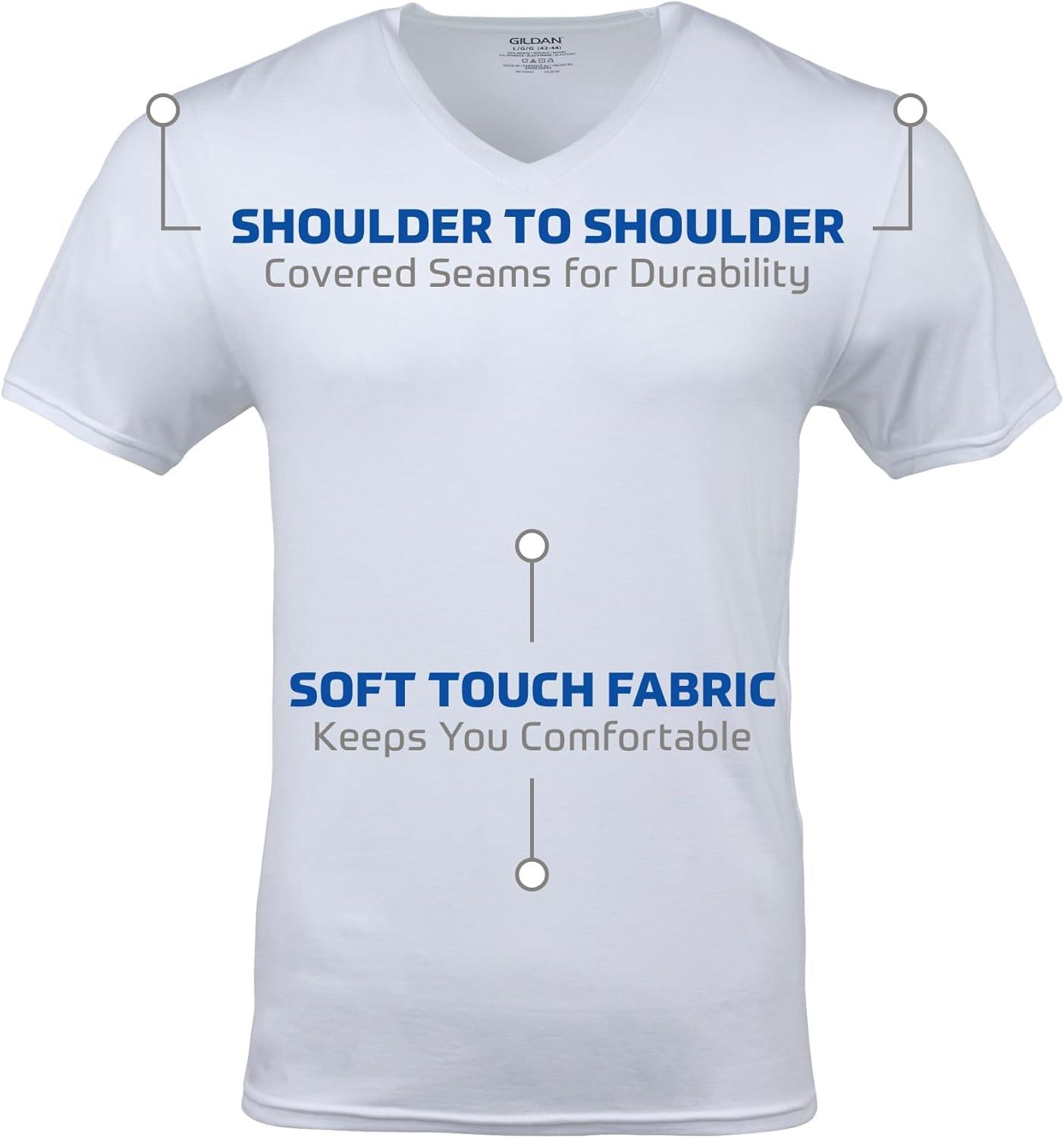 Gildan Men's Short Sleeve V-Neck White T-Shirt, 12-Pack