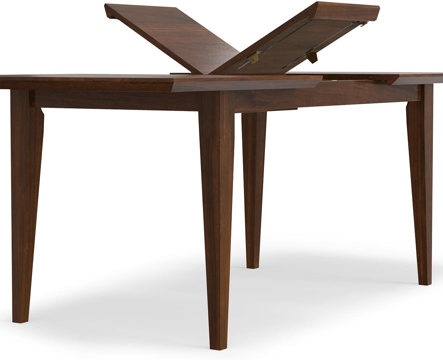 Draper 66-84"W Walnut Extendable Dining Table, Mid-Century Modern Style