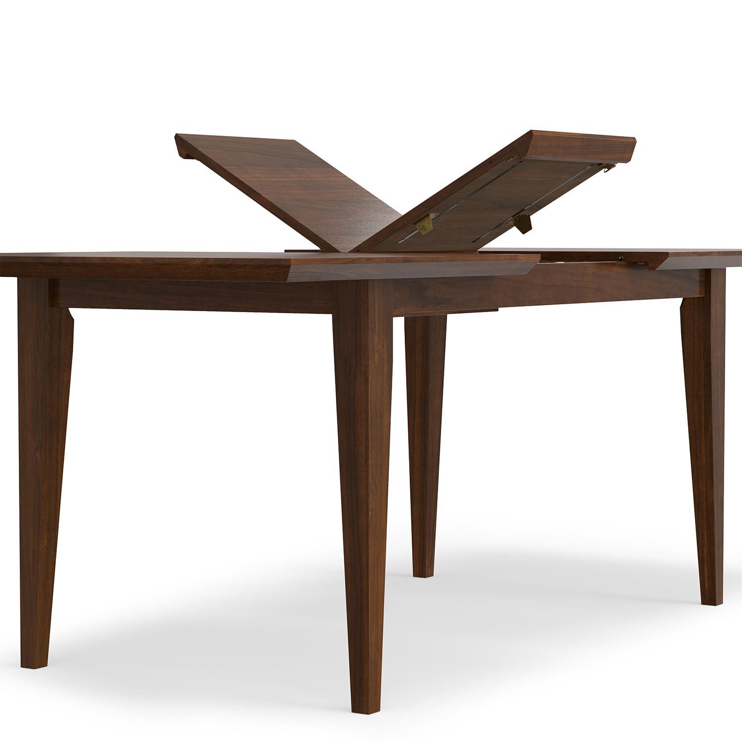 Draper 66-84"W Walnut Extendable Dining Table, Mid-Century Modern Style