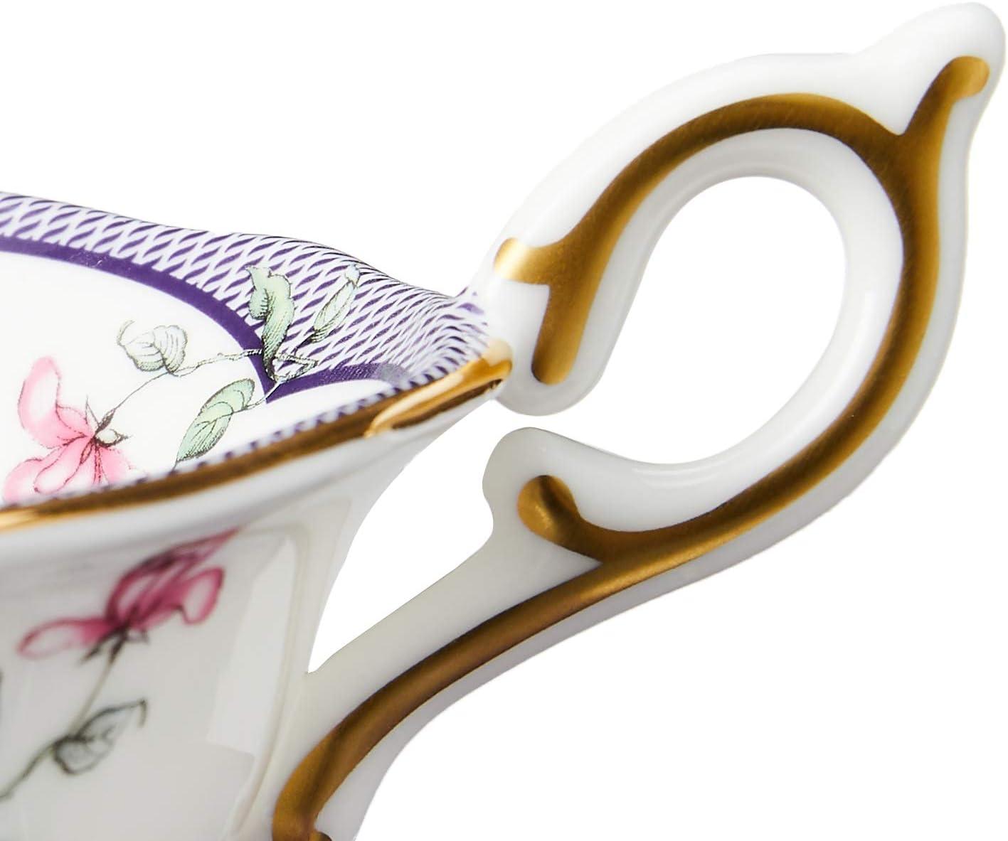 Midnight Crane Floral Bone China Teacup and Saucer Set