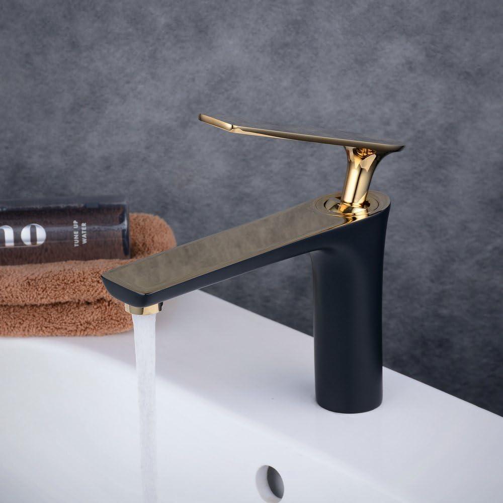 Matte Black and Gold Stainless Steel Bathroom Faucet