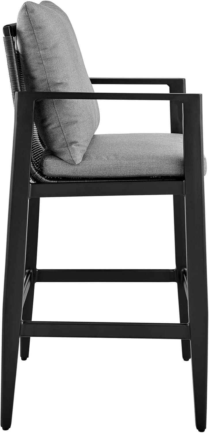 Grand Black and Gray Outdoor Bar Stool with Cushions