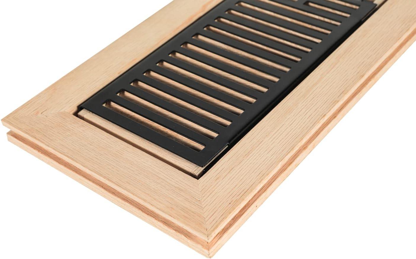 Hardwood White Oak Floor Register, Flush Mount with Frame, 4x10 Inch, Unfinished