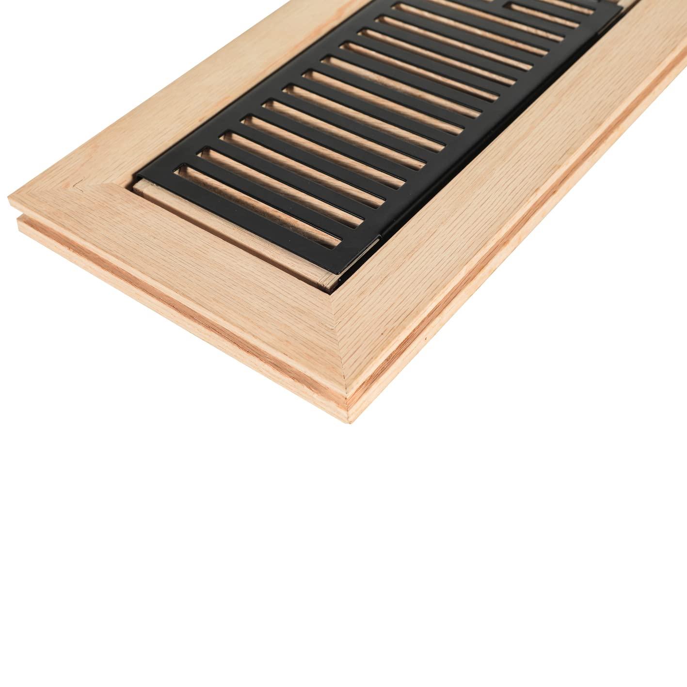 Hardwood White Oak Floor Register, Flush Mount with Frame, 4x10 Inch, Unfinished