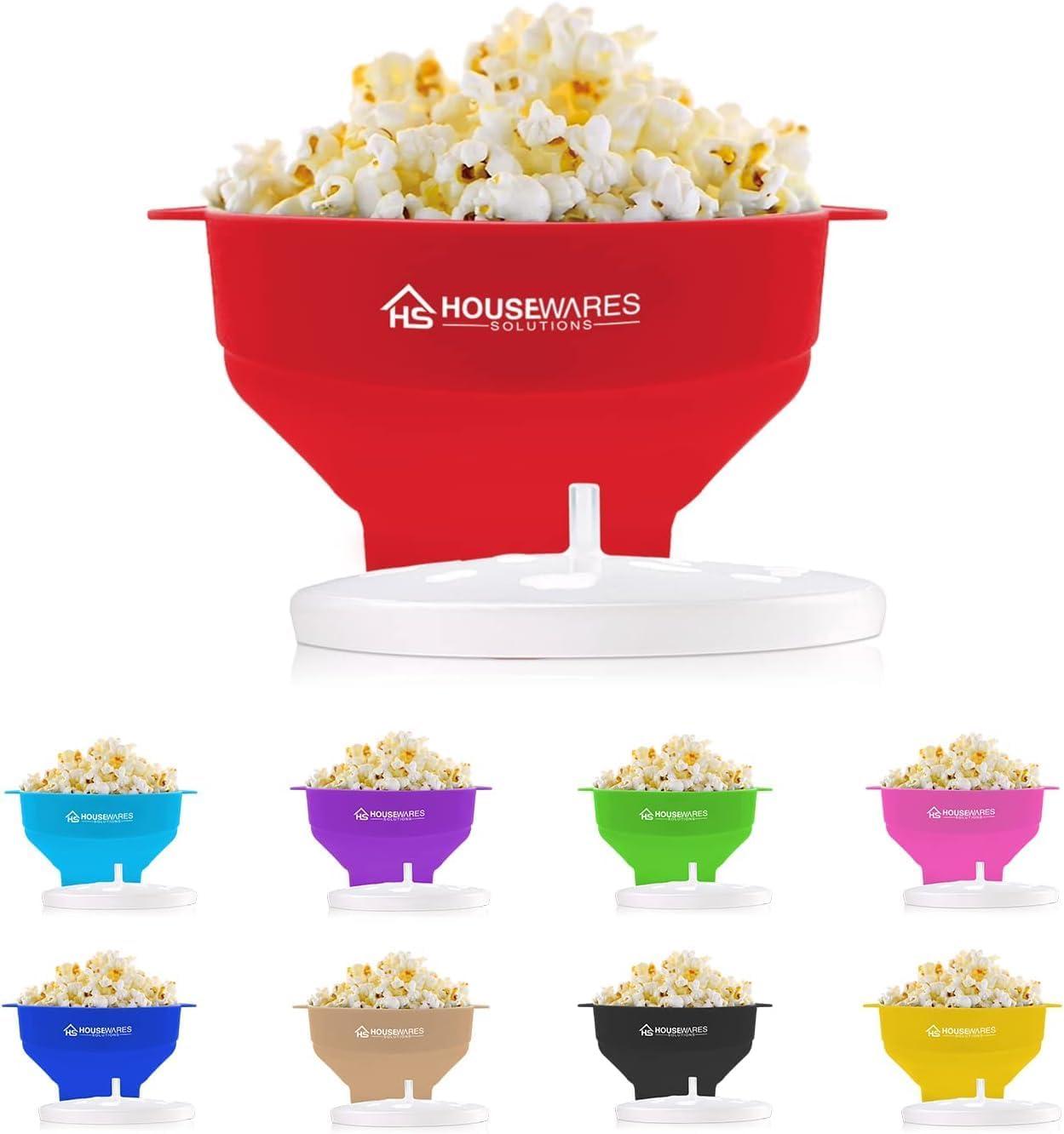 Collapsible Silicone Microwave Hot Air Popcorn Popper Bowl With Lid and Handles