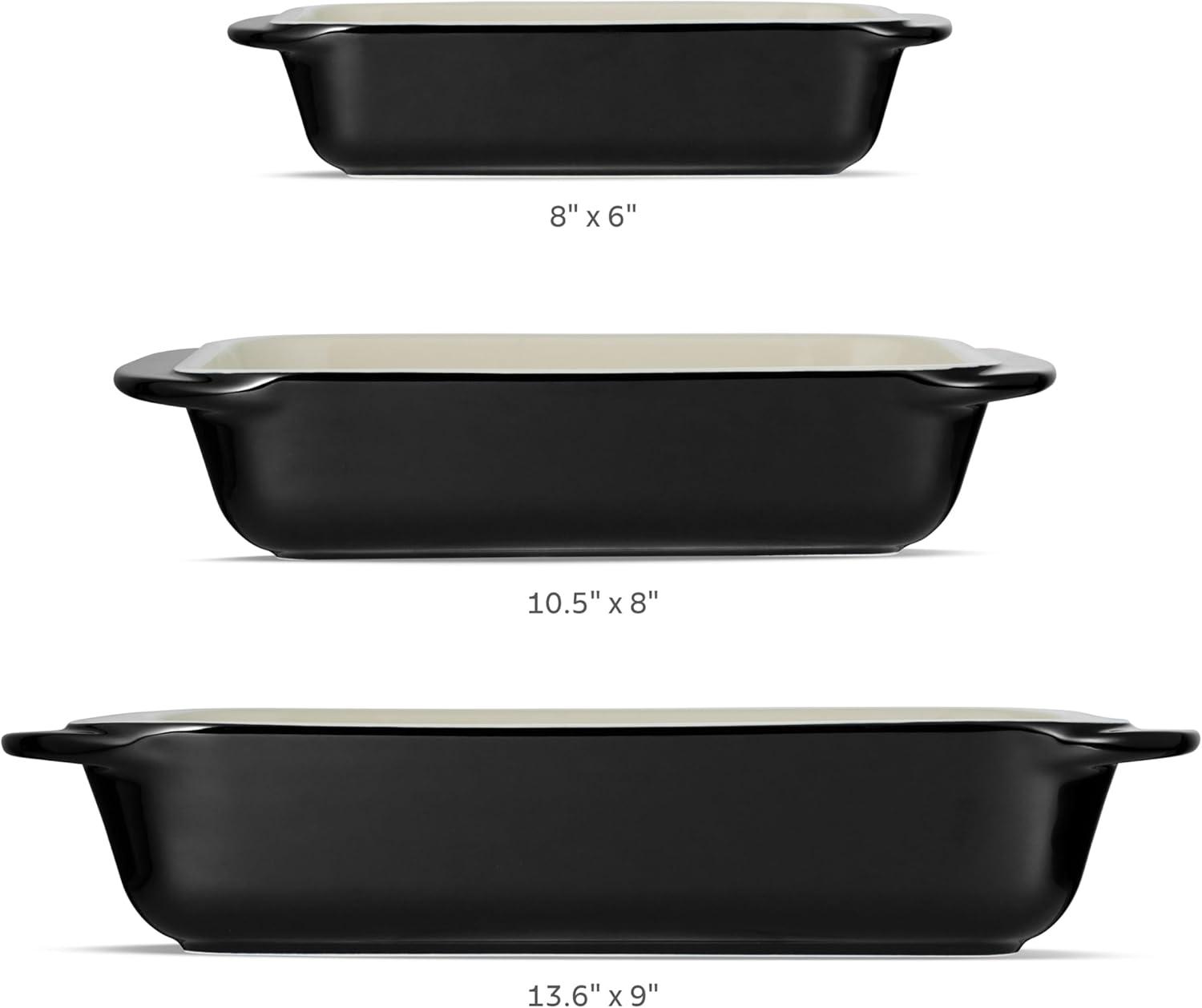 Tramontina Tramontina Mae 3-piece Ceramic Porcelain Baking Pans Set, Non Stick Casserole Dishes For Oven, Rectangular Bakeware For Lasagna, Cakes And Loafs