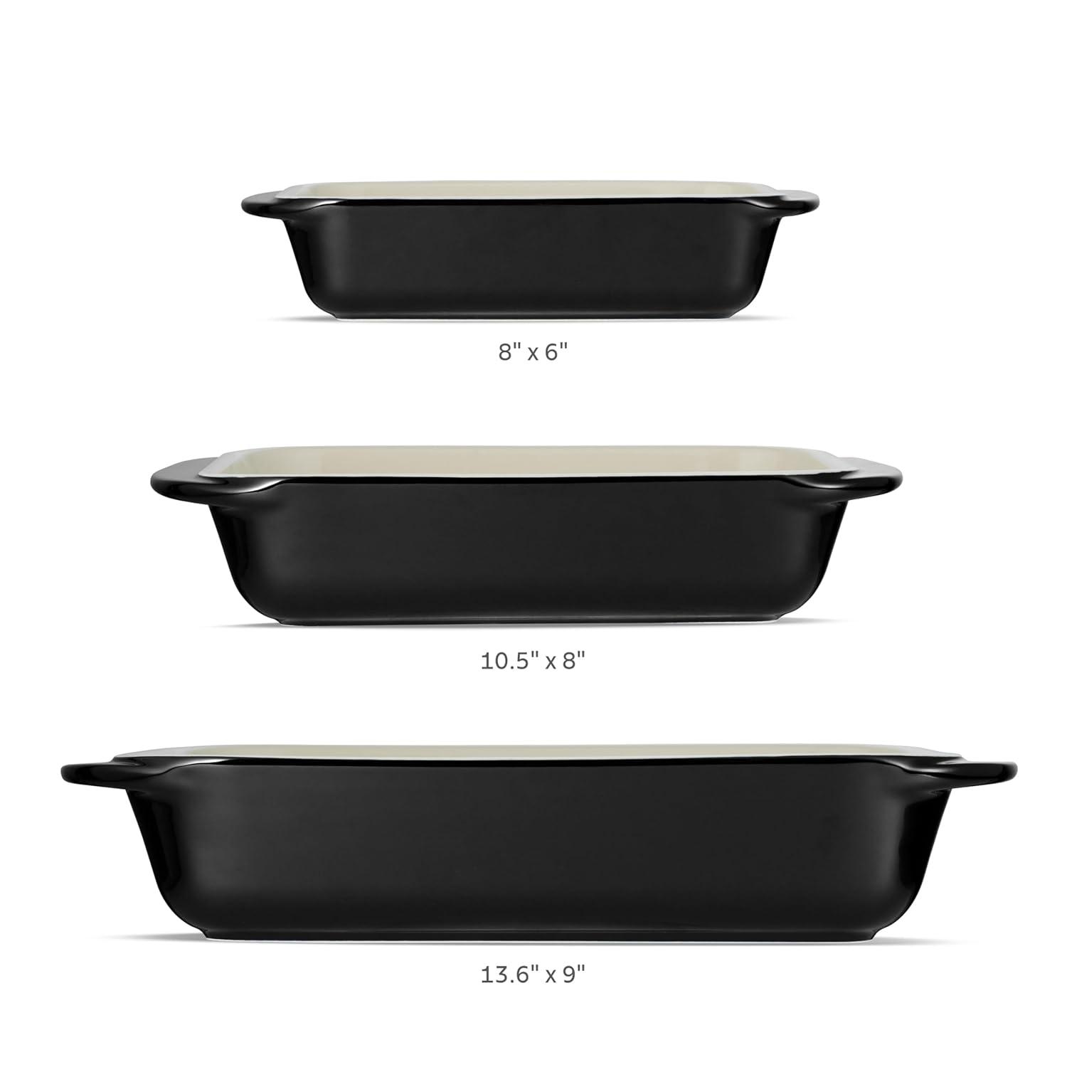 Tramontina Tramontina Mae 3-piece Ceramic Porcelain Baking Pans Set, Non Stick Casserole Dishes For Oven, Rectangular Bakeware For Lasagna, Cakes And Loafs