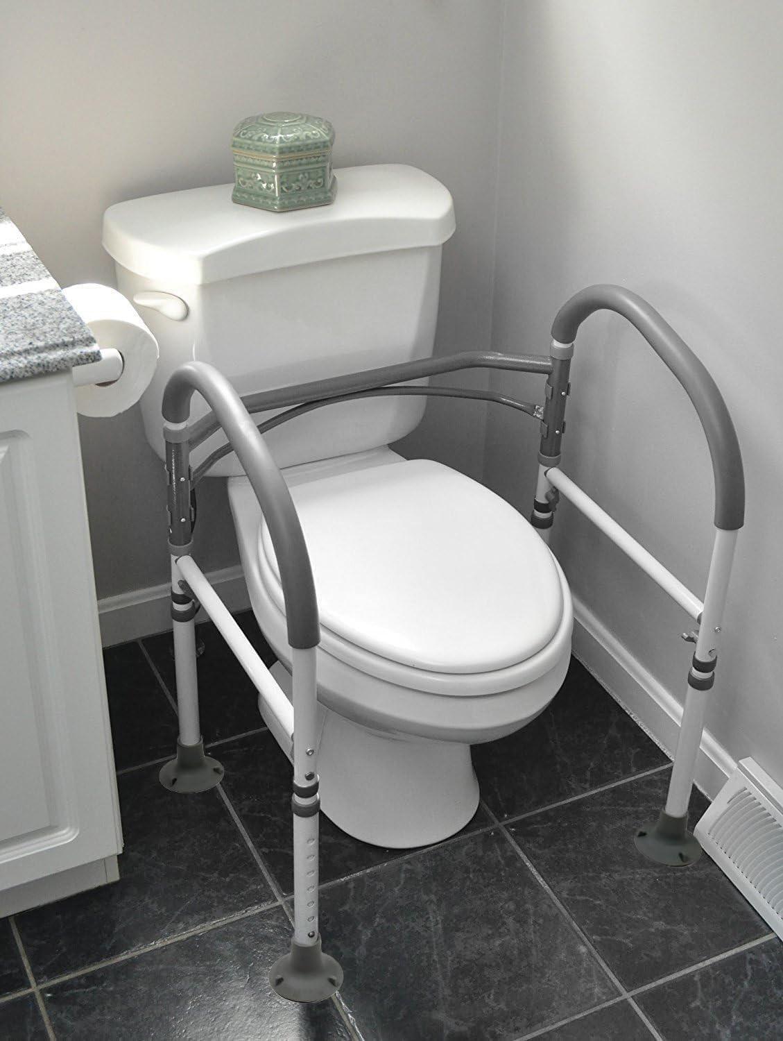 Adjustable Gray Metal Folding Safety Toilet Rail