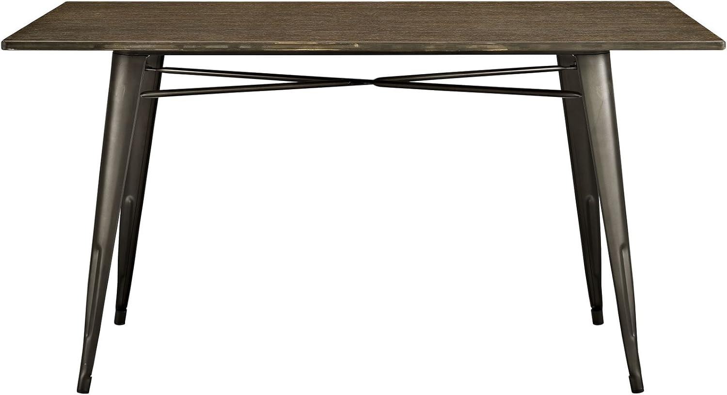 59" Brown Reclaimed Wood Industrial Farmhouse Dining Table