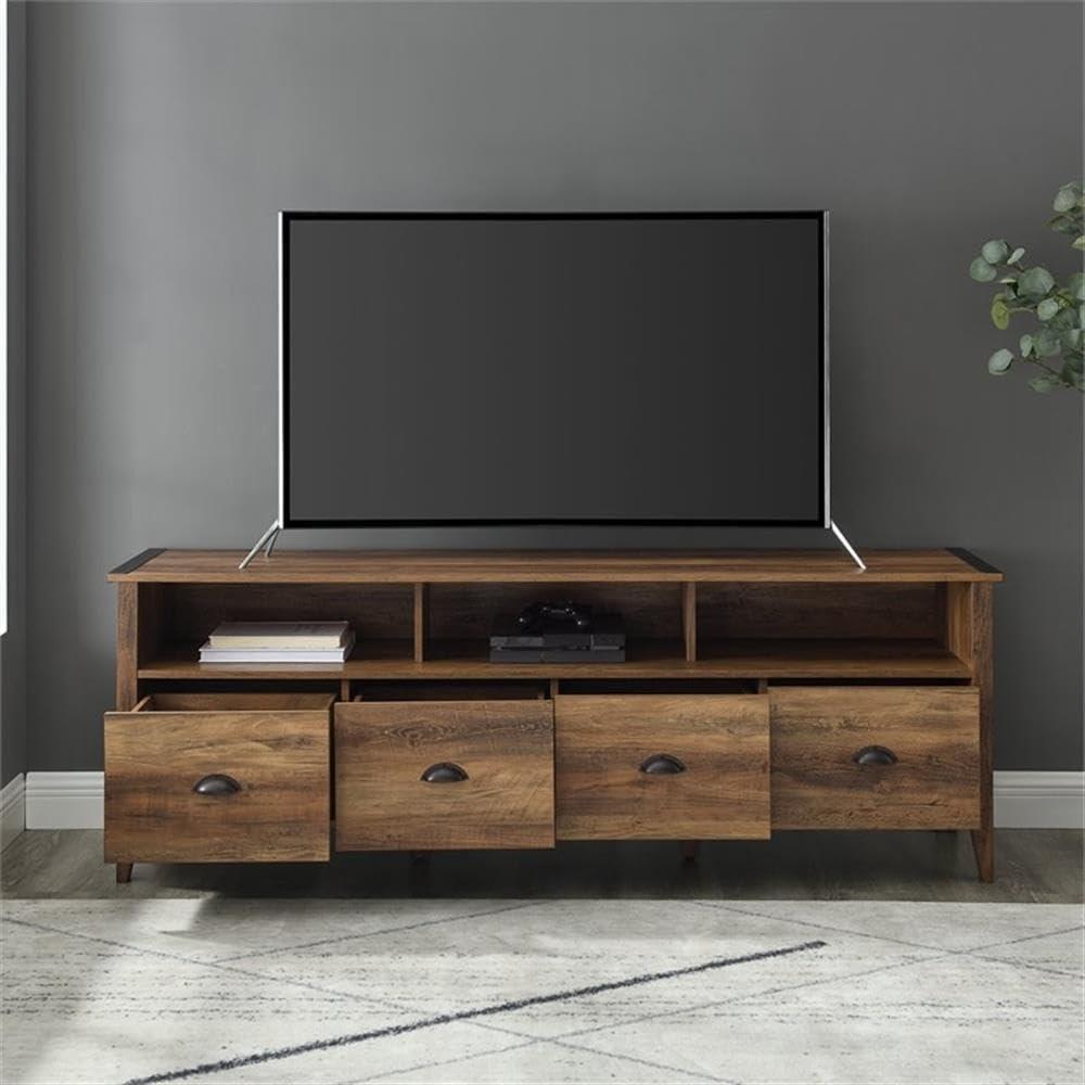 Clair 70" Industrial Farmhouse 4-Drawer TV Stand in Rustic Oak