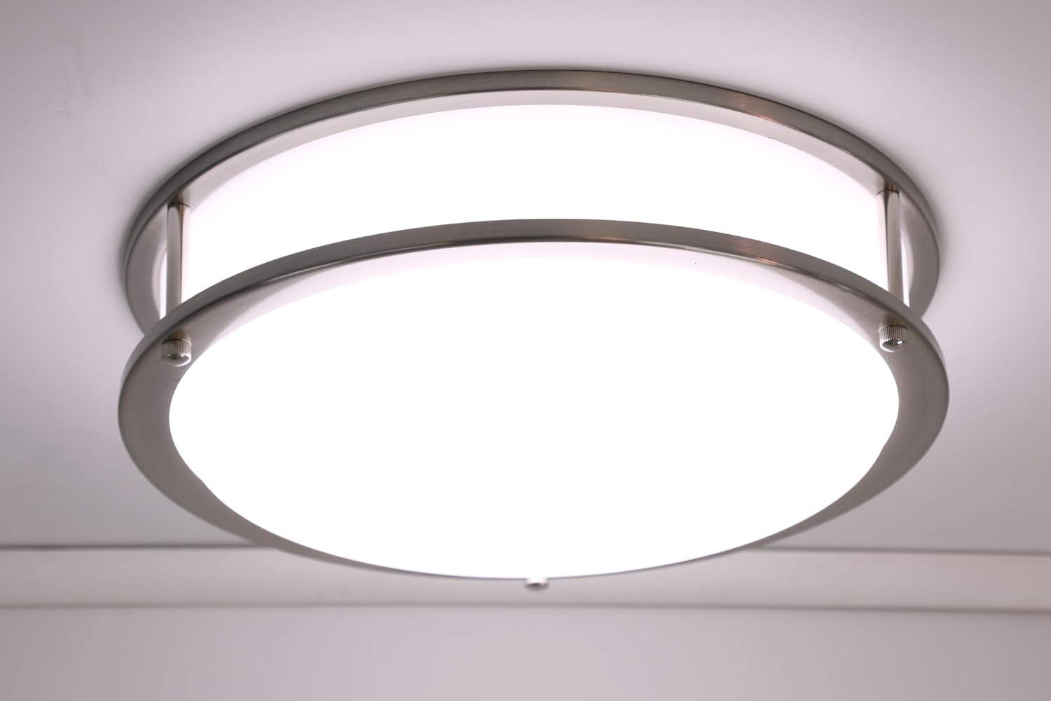 14" Brushed Nickel LED Energy Star Drum Flush Mount Light