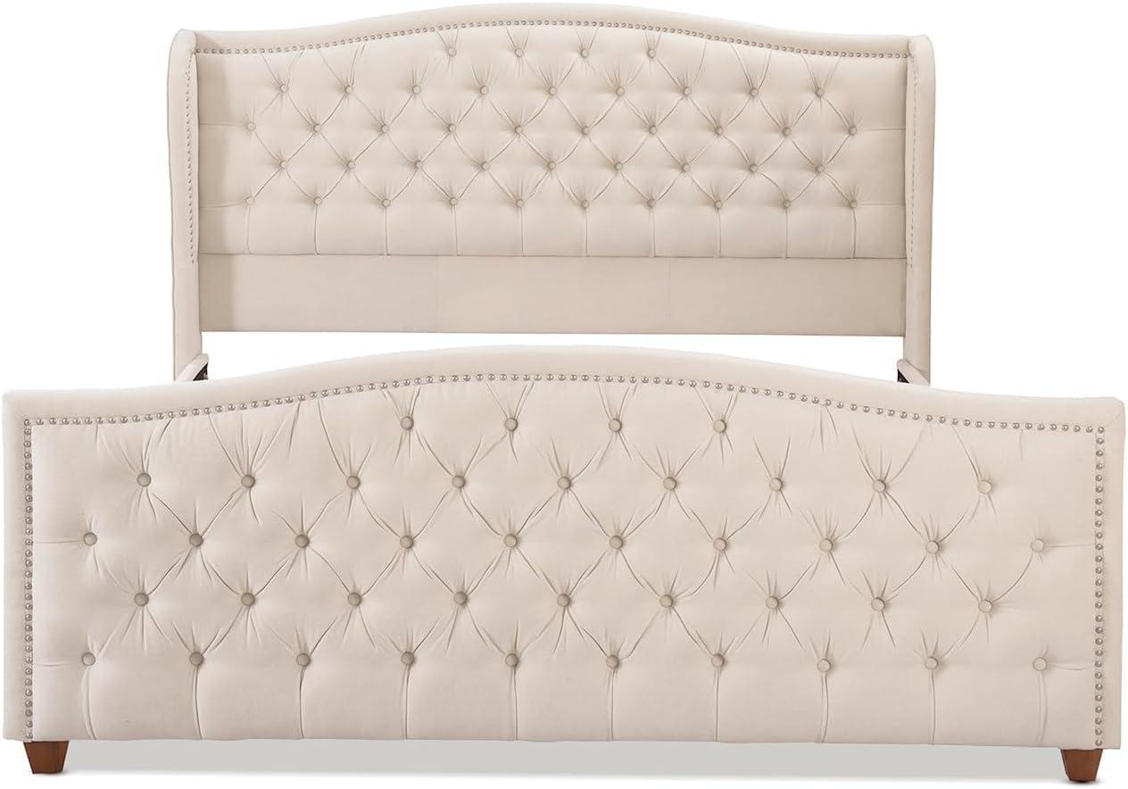 Marcella Tufted Wingback King Bed Sky Neutral