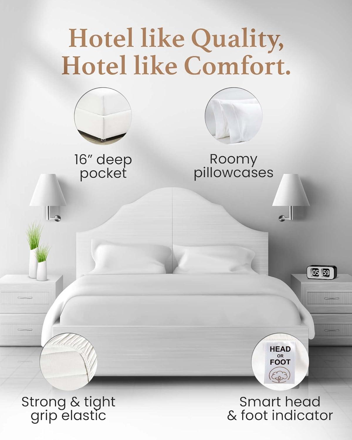 Good Sleep Bedding 1000 TC Egyptian Cotton Sheets Set, 5 Pc Split King Bed Sheets Set, White for All Age Group