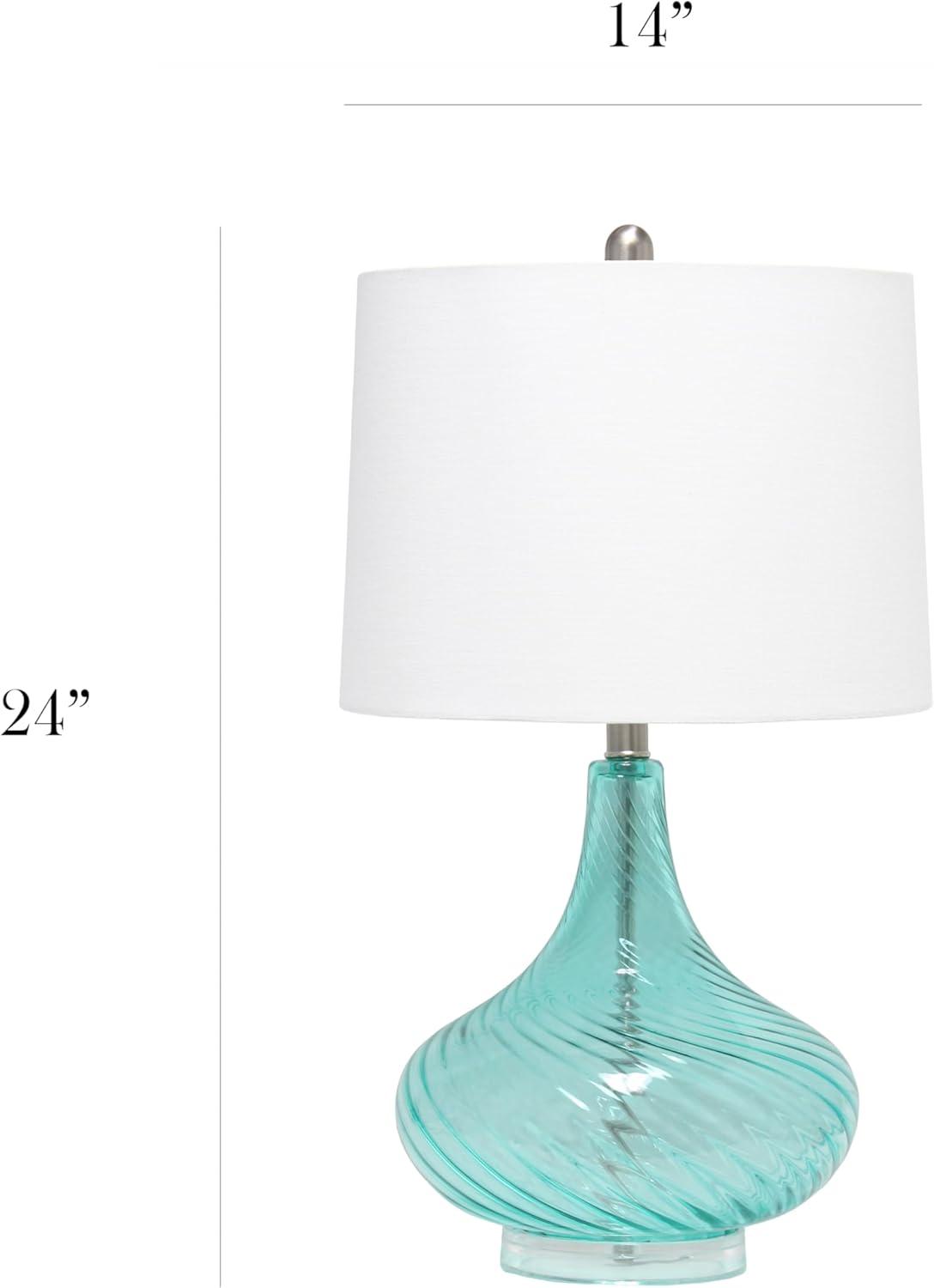 Glass Table Lamp with Fabric Shade Blue - Elegant Designs: No Assembly, UL Listed, 3-Way Switch