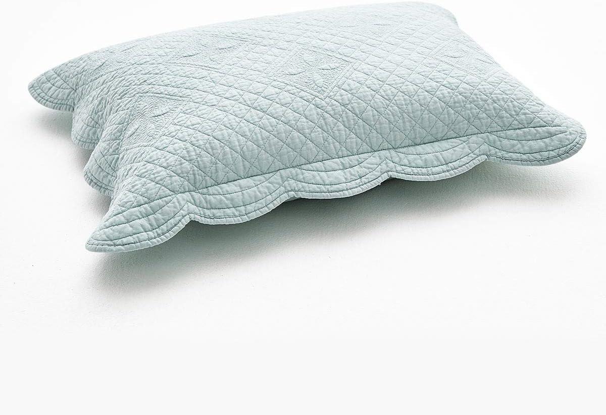 Calla Angel Sage Garden Luxury Pure Cotton Pillow Sham, Standard, Light Aqua