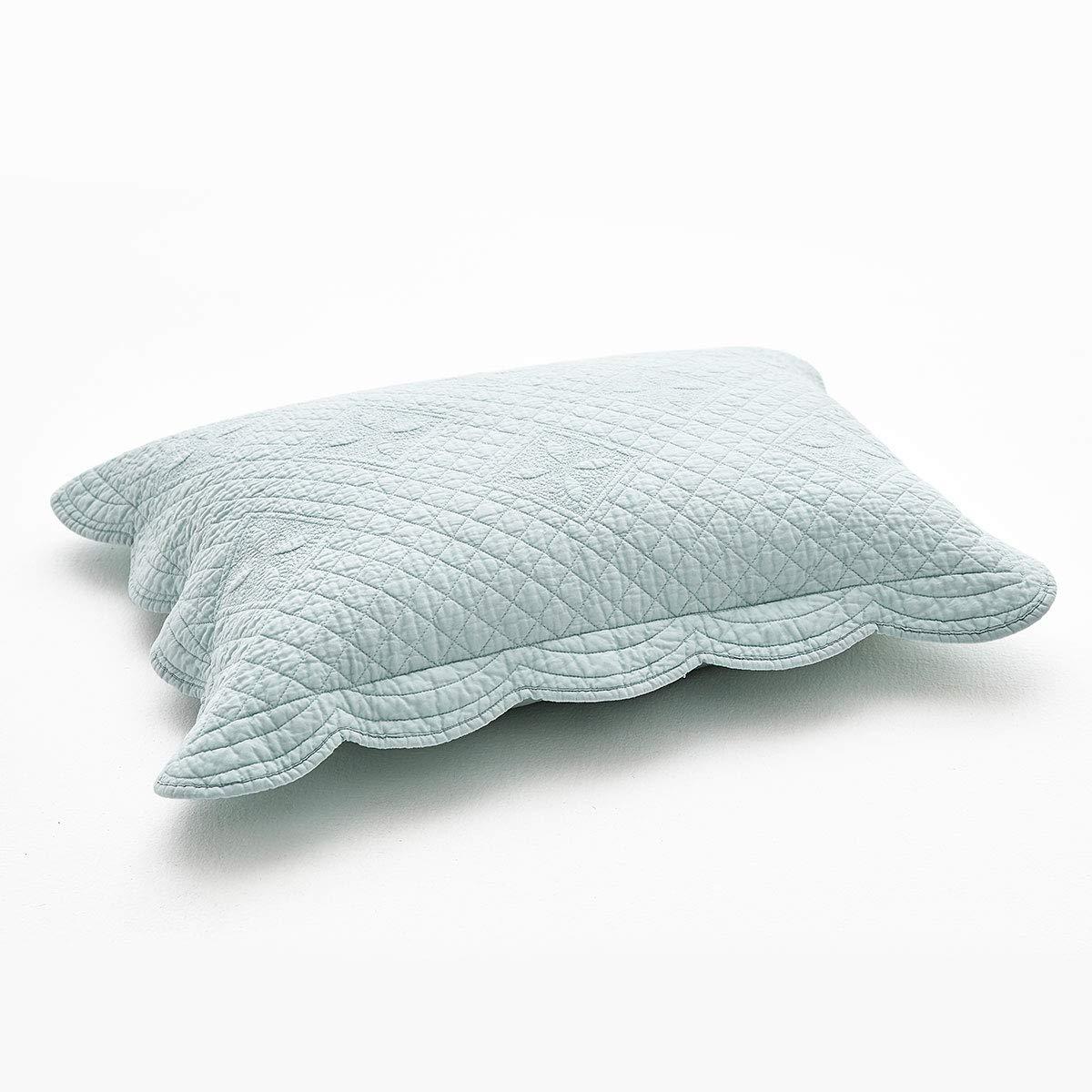 Calla Angel Sage Garden Luxury Pure Cotton Pillow Sham, Standard, Light Aqua