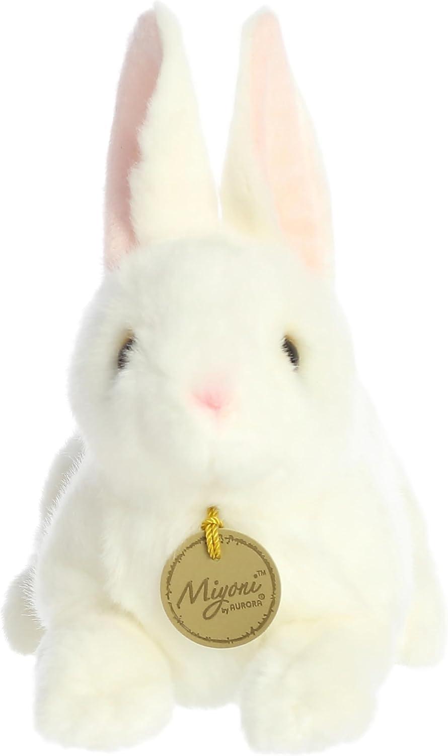 Aurora Small American White Rabbit Miyoni Realistic Stuffed Animal White 8"
