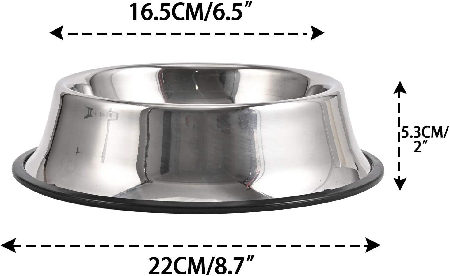 2 pack stainless steel dog bowl with non slip rubber base for small/medium/large pets, perfect dishes, pet feeder bowl and water bowl, suitable for puppies, kittens, and kittens (8 oz)