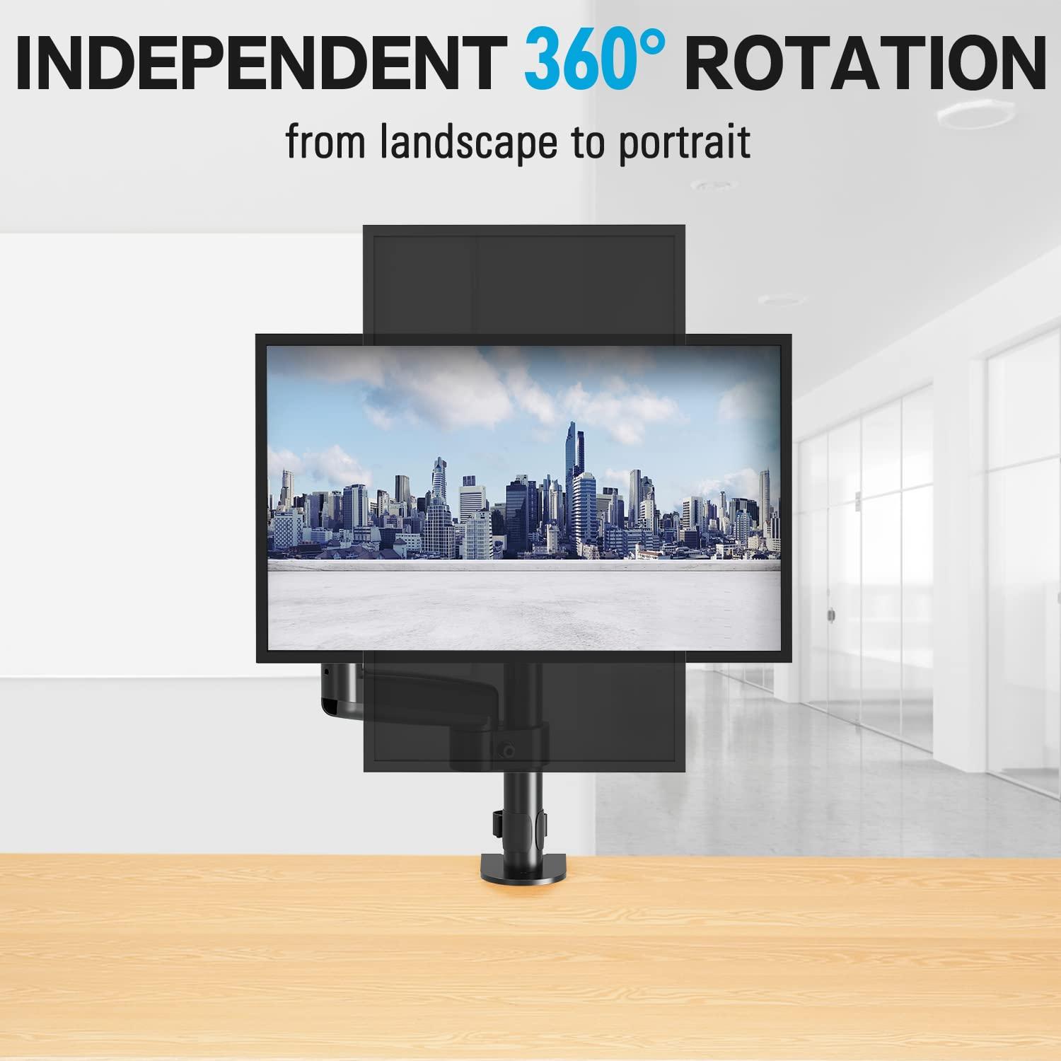 MOUNTUP Monitor Mount Desk Monitor Arm, Full Motion Gas Spring Single Computer Monitor Stand, Height Adjustable Monitor Desk Mount with C Clamp/Grommet Base, VESA Mount Fits 17 to 32 Inch LCD Screens