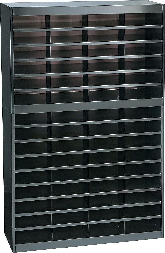 Black Powder-Coated Steel 60-Compartment Literature Organizer