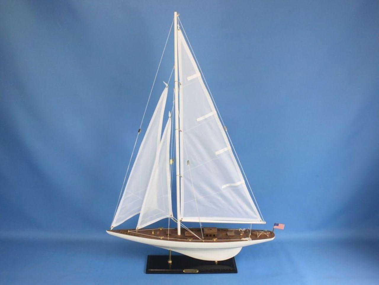 Wooden Intrepid Model Sailboat Decoration - 35 in.