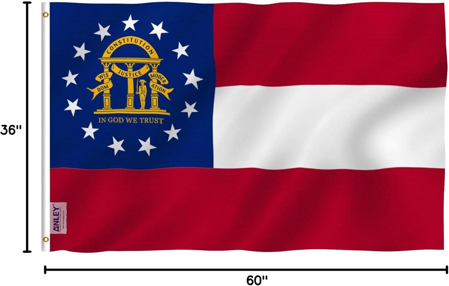 Georgia State 3x5 Ft Polyester Patriotic Flag with Grommets