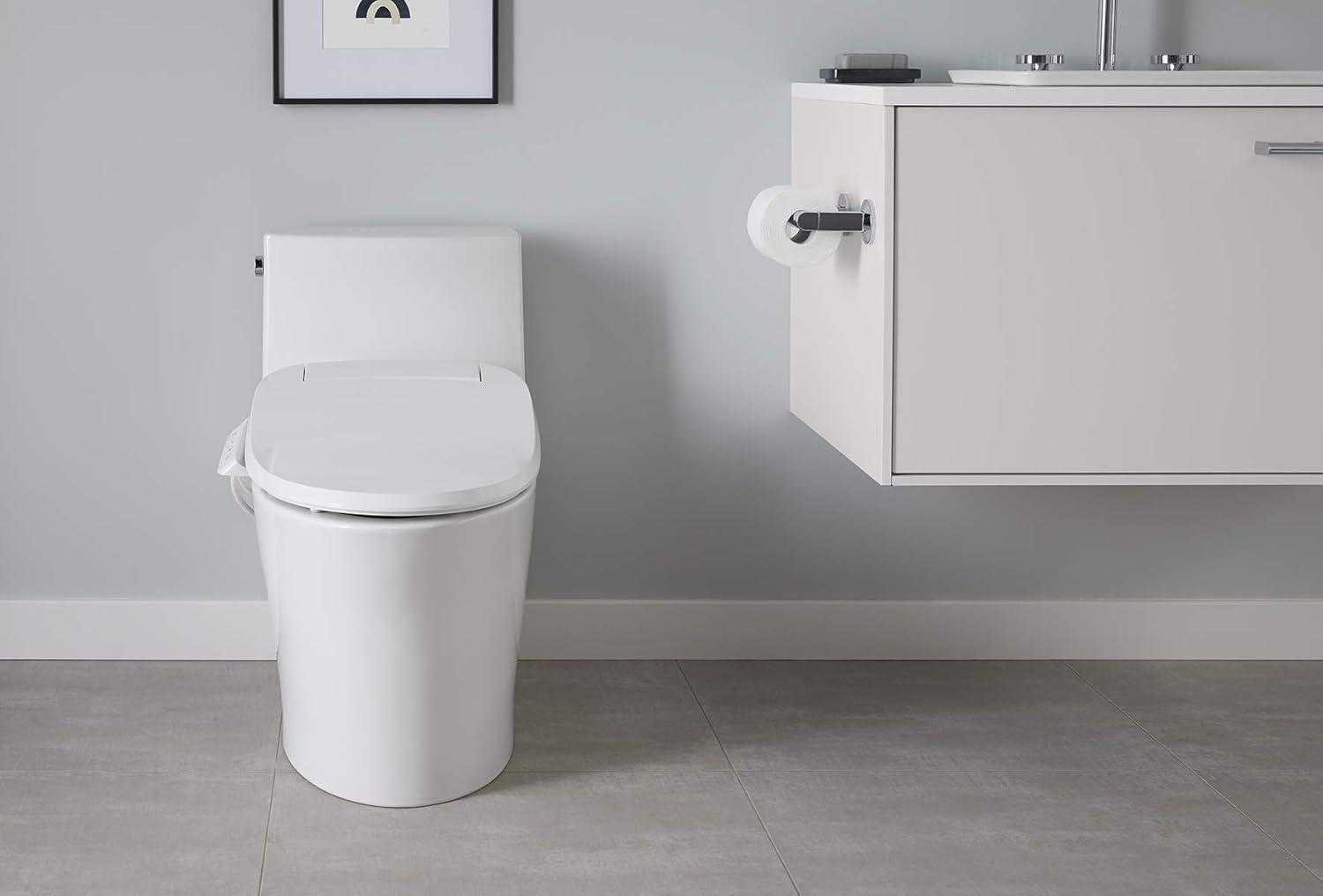 Veil White Polished Elongated Dual-Flush Free Standing Toilet