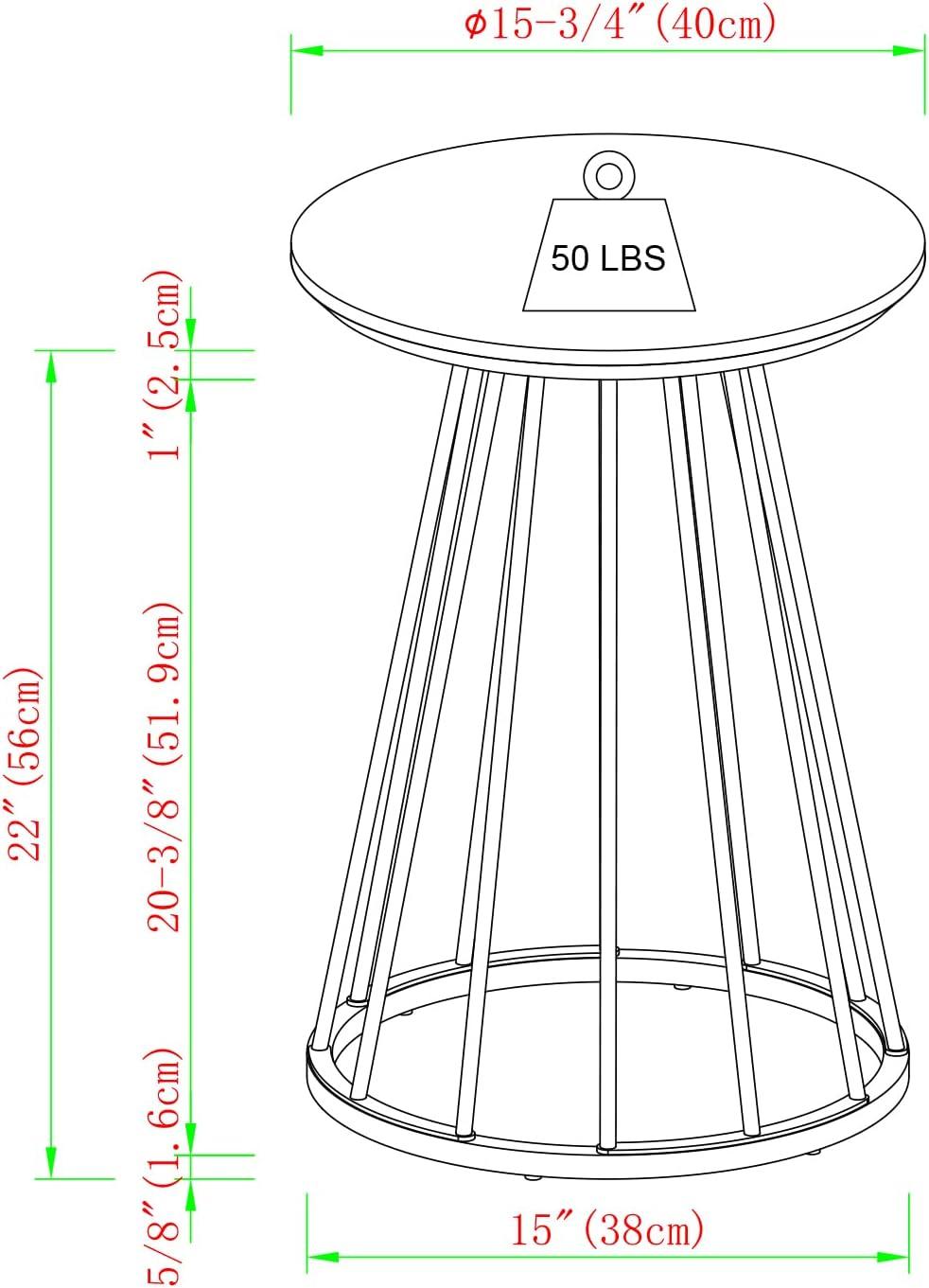 16" Faux White Marble and Gold Round Side Table with Metal Base