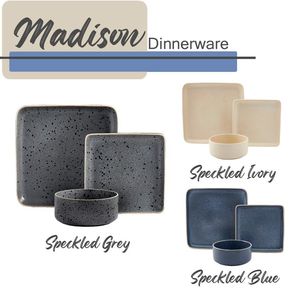 Madison Blue Square Ceramic Dinnerware Set, Service for 4