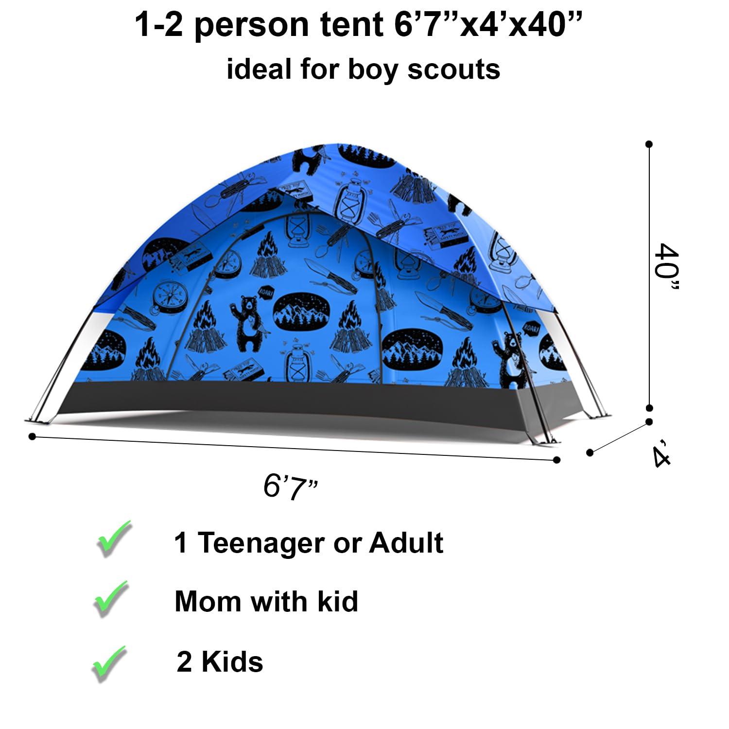 KidzAdventure 2 in 1 Kids Play Tent/Kids Tent for Camping | 1 – 2 Person Backpacking Tent for Kids | Ultralight Indoor & Outdoors Kids Tents – Best Friends Theme