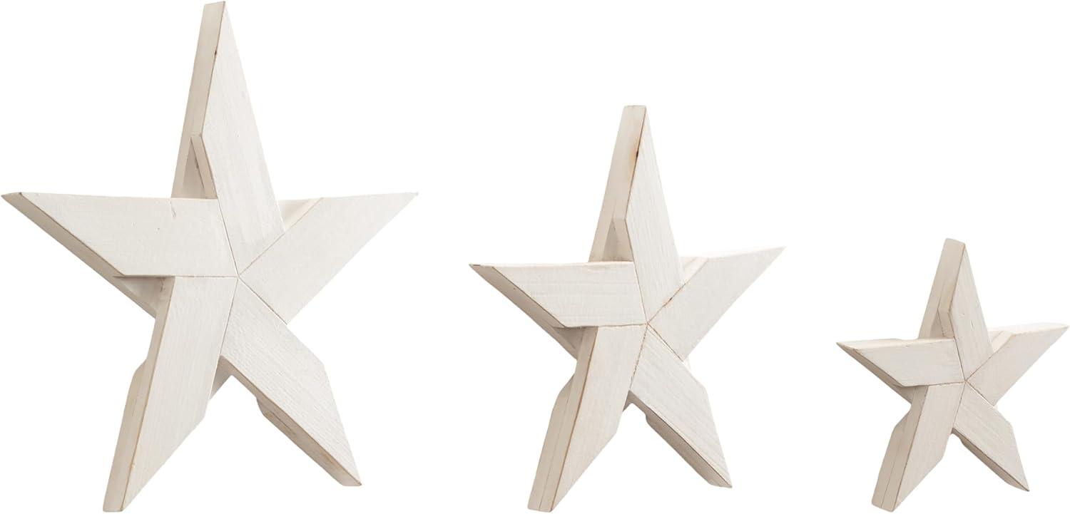 White Wooden Dimensional Star Wall Decor Set