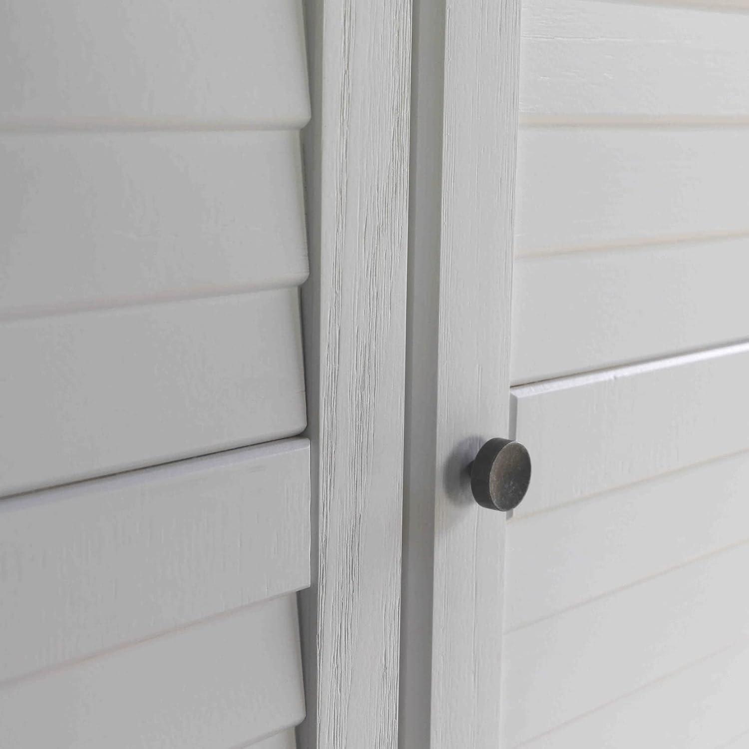 Brushed White Solid Pine Coastal 3-Door Armoire