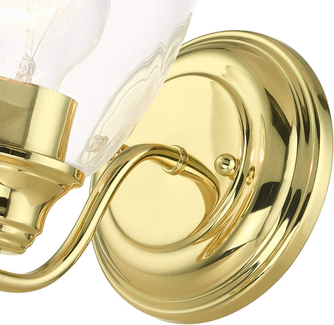 Polished Brass Wall Mount Sconce with Clear Glass Shade