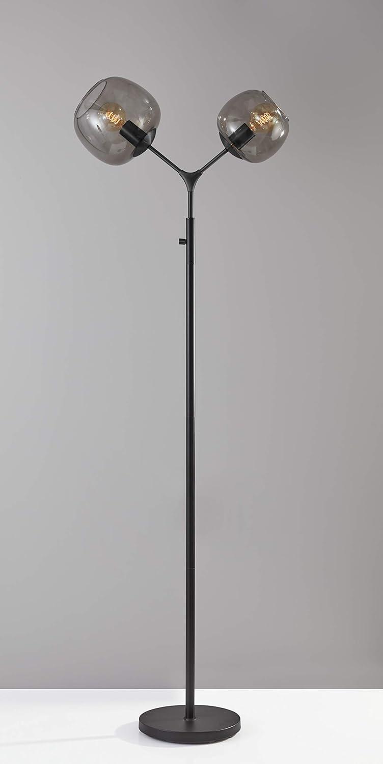 Ashton Matte Black Adjustable Desk Lamp with Smoked Glass Shade