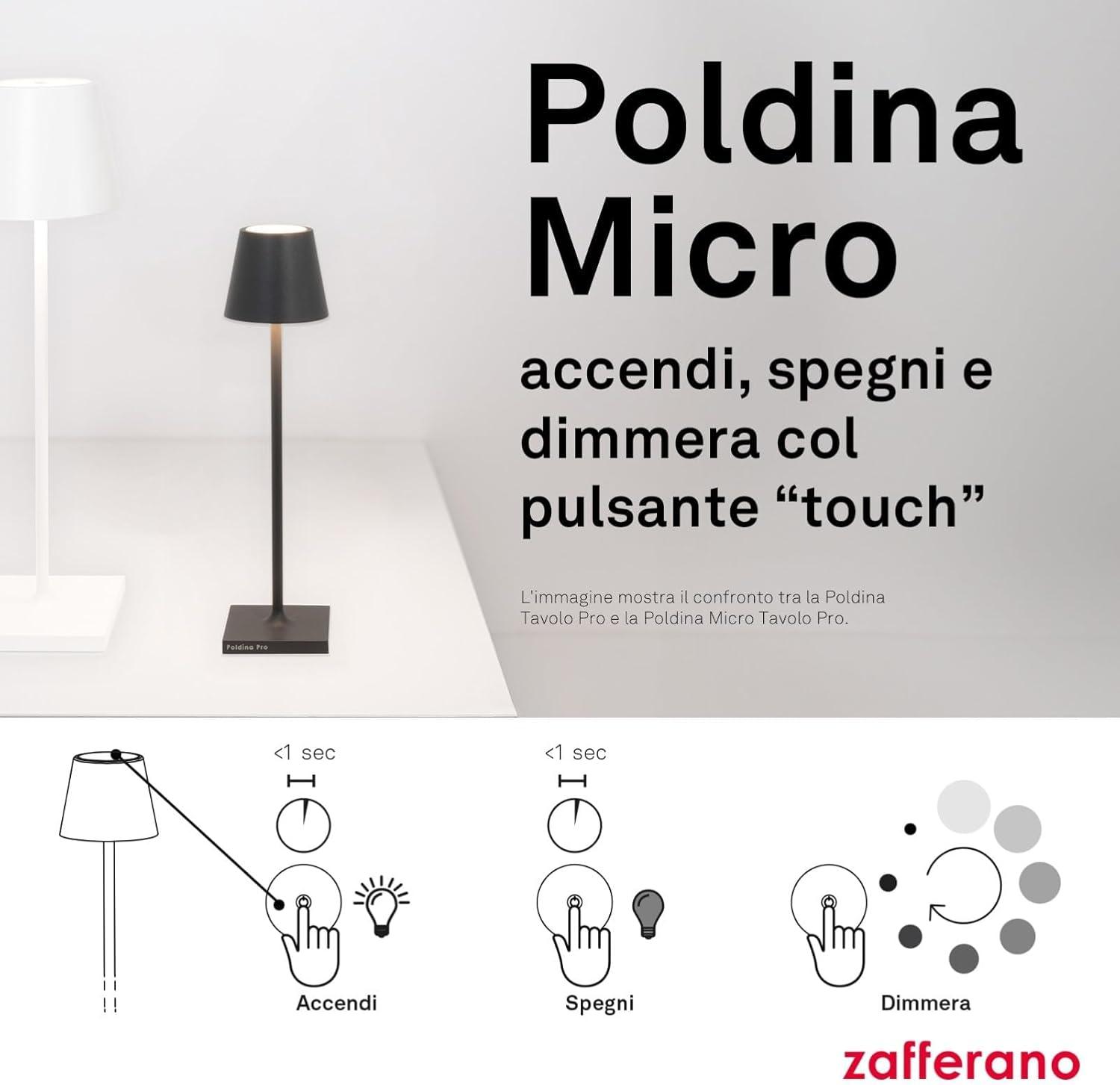 Dark Grey Cordless Touch LED Table Lamp