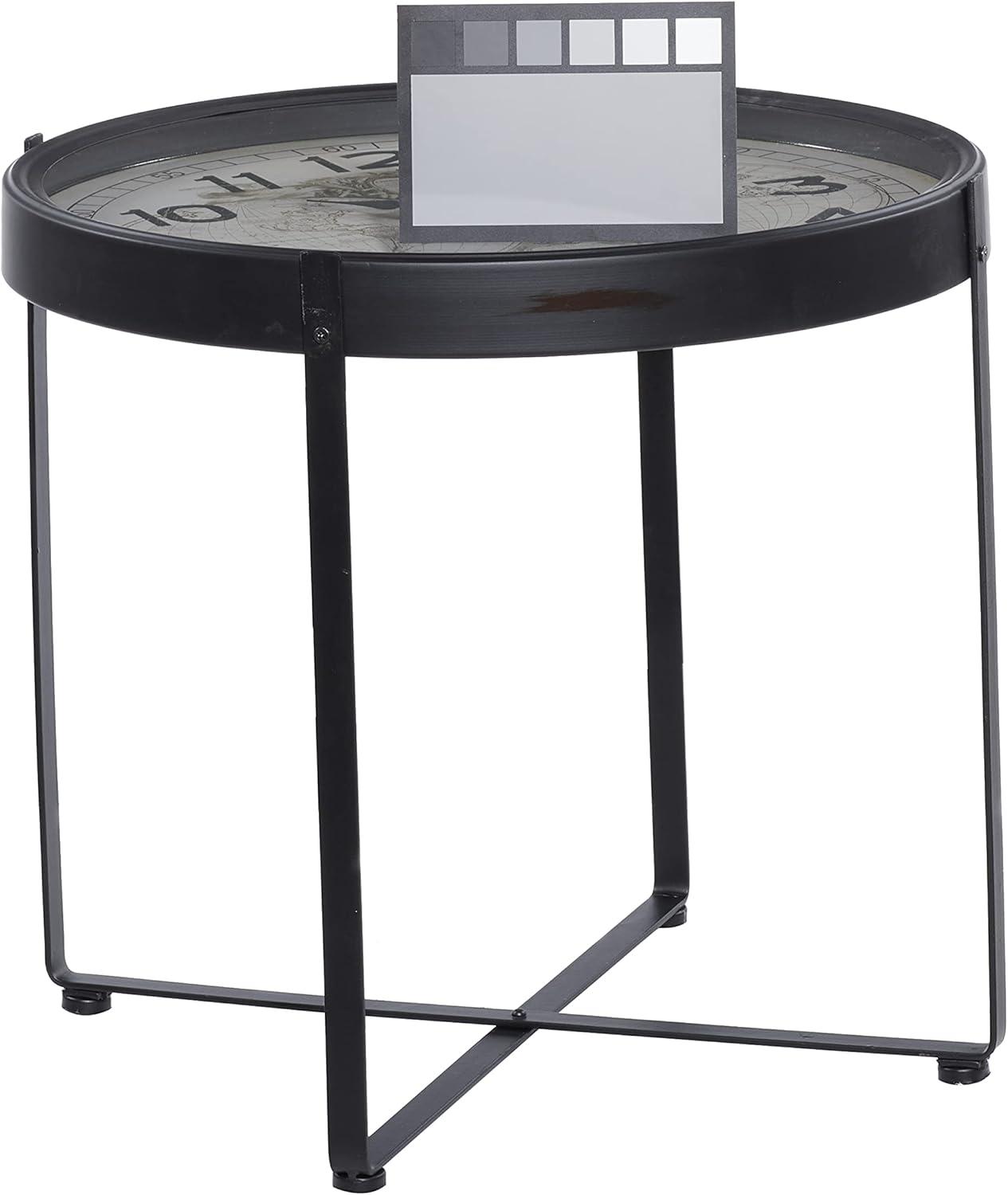 DecMode 24"W, 22"H MDF and Metal Farmhouse Accent Table, Black, 1-Piece