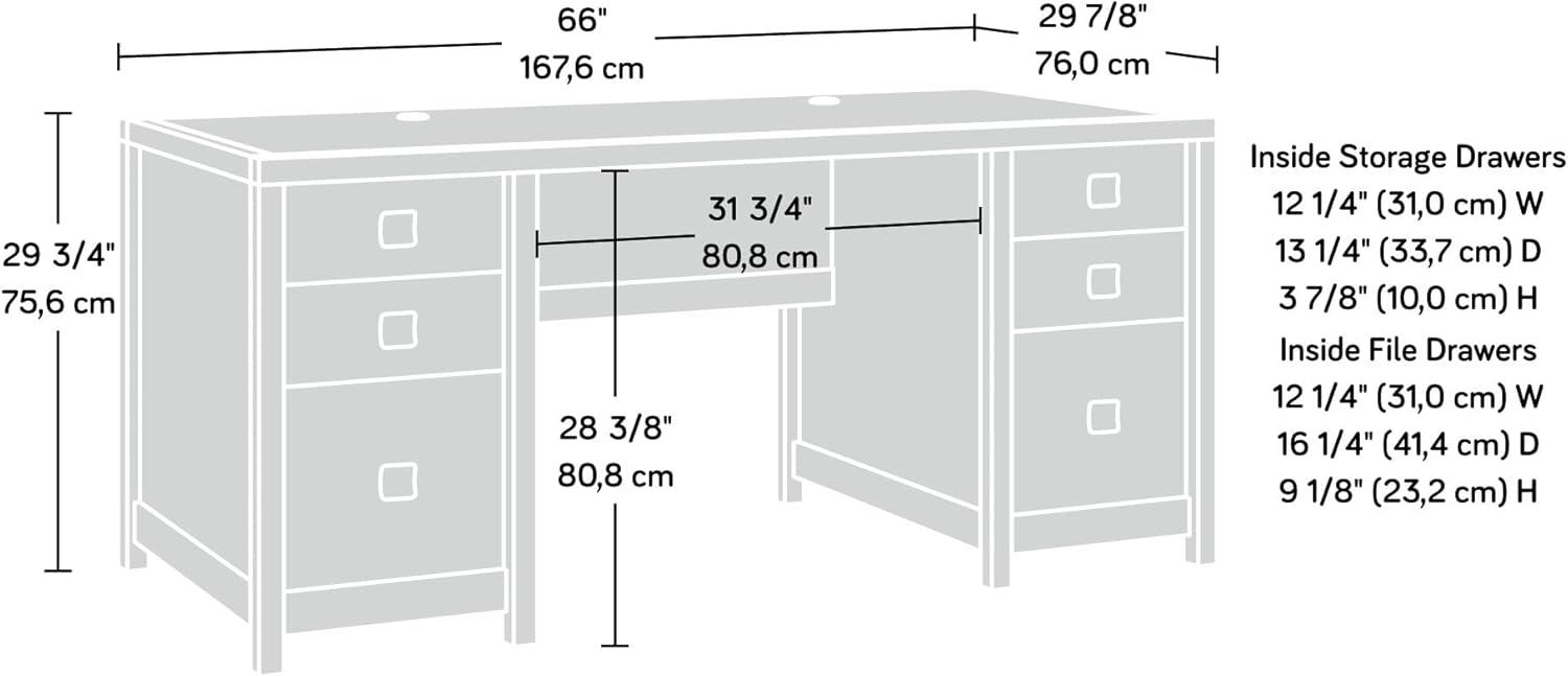 Cannery Bridge 6 Drawer Executive Desk Sindoori Mango - Sauder: Workspace Organizer, MDF Build